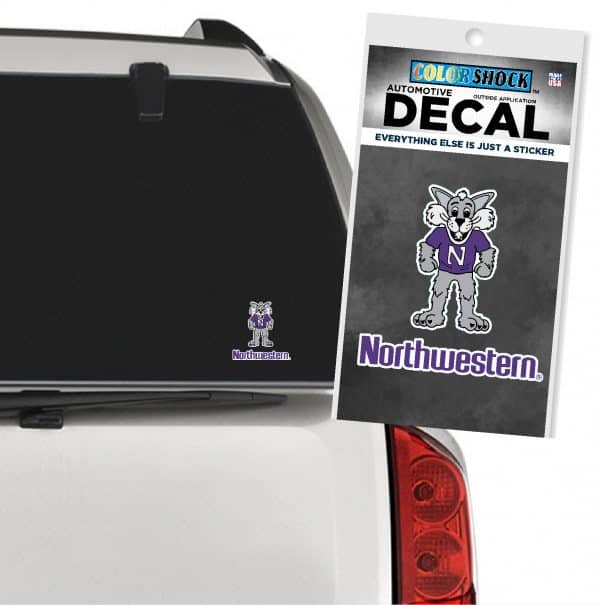 Northwestern University Wildcats Full Color Outside Application Decal with Willie the Wildcat Over Northwestern Design 3.5" High -2