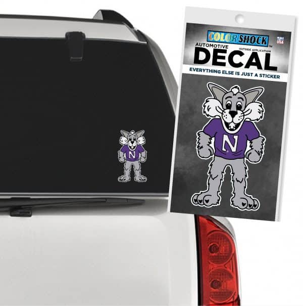 Northwestern University Wildcats Full Color Outside Application Decal with Willie the Wildcat Design 6" High-2