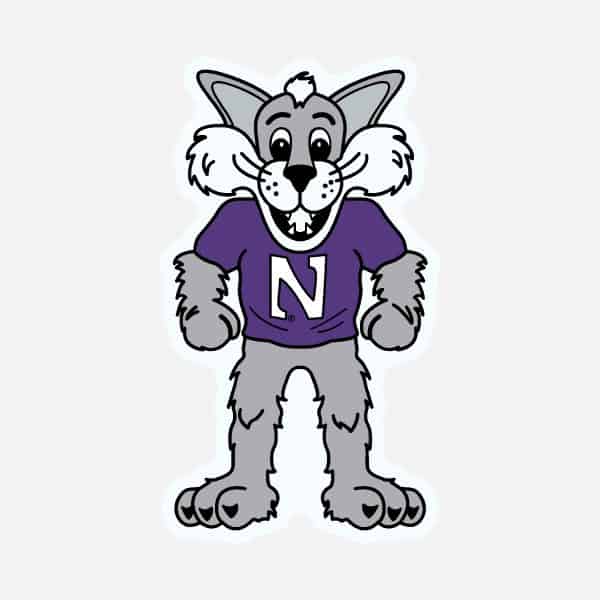 Northwestern University Wildcats 5.5" High Flexible Multi-Color Magnet with Willie the Wildcat Design