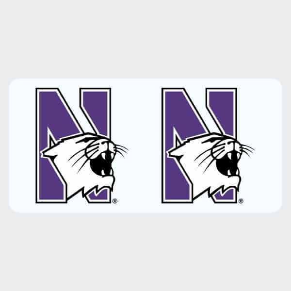 Northwestern University Wildcats Full Color Mini Removable Decal Set of Two with N-Cat Design 2" High