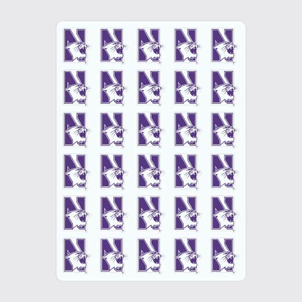 Northwestern University Wildcats Sticker Sheet 1.25" N-cat Design Set of 20