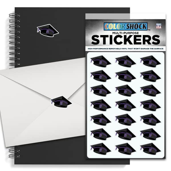 Northwestern University Wildcats Sticker Sheet 1.25" Graduation Cap Design Set of 21-2