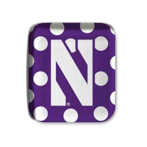 Northwestern University Wildcats 1.25" Purple Square Fridge Magnet with Polka Dot Stylized N Design