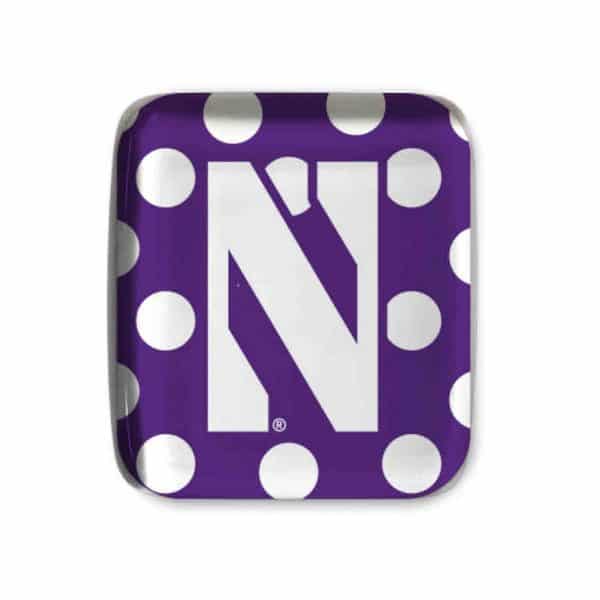 Northwestern University Wildcats 1.25" Purple Square Fridge Magnet with Polka Dot Stylized N Design