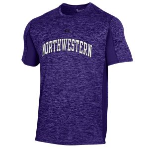 Northwestern University Wildcats Men’s Under Armour Purple Tech Performance Mesh Short Sleeve Tee with Arched Northwestern Design