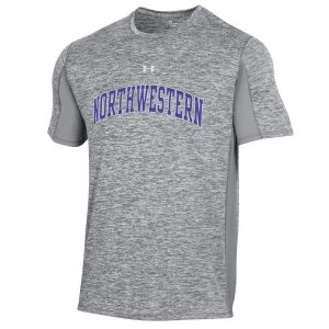 Northwestern University Wildcats Men’s Under Armour Mod Grey Twist Tech Performance Mesh Short Sleeve Tee with Arched Northwestern Design