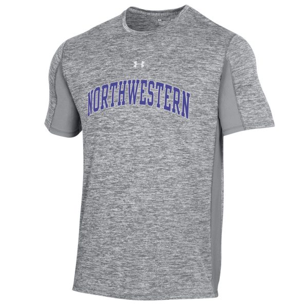 Northwestern University Wildcats Men’s Under Armour Mod Grey Twist Tech Performance Mesh Short Sleeve Tee with Arched Northwestern Design