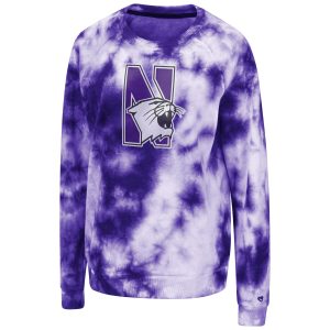 Northwestern University Wildcats Colosseum Ladies Purple Tie Dye Crewneck Sweatshirt
