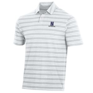 Northwestern University Wildcats Men’s Under Armour Charged Cotton Stripe Polo in White