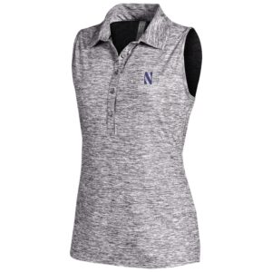 Northwestern University Wildcats Ladies Under Armour Zinger Sleeveless Polo in True Grey Heather Twist