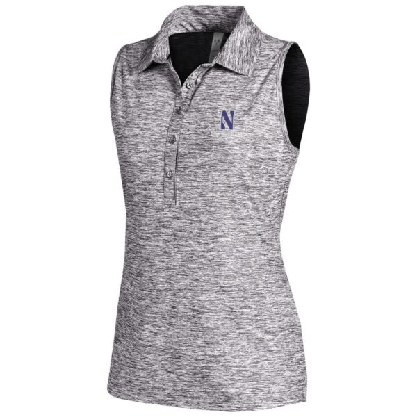 Northwestern University Wildcats Ladies Under Armour Zinger Sleeveless Polo in True Grey Heather Twist
