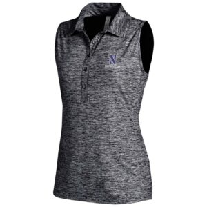 Northwestern University Wildcats Ladies Under Armour Zinger Sleeveless Polo in Black Twist