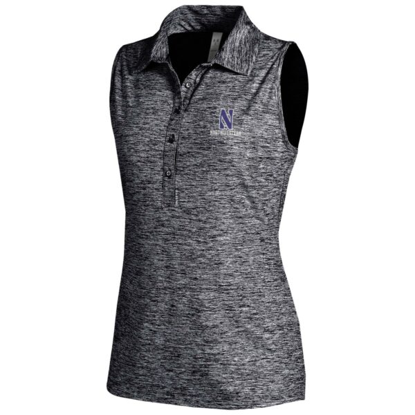 Northwestern University Wildcats Ladies Under Armour Zinger Sleeveless Polo in Black Twist