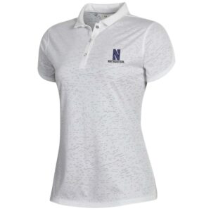 Northwestern University Wildcats Ladies Under Armour Tour Vanish Jacquard Polo Solid White with burnout pattern