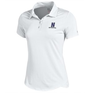 Northwestern University Wildcats Ladies Under Armour Leader S/S Polo in Solid White Color