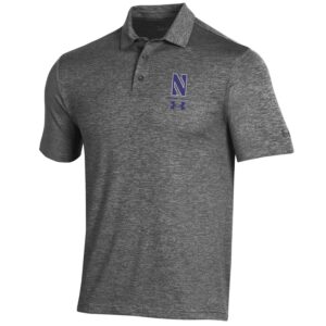 Northwestern University Wildcats Men’s Under Armour Playoff Heather Polo in Black Novelty