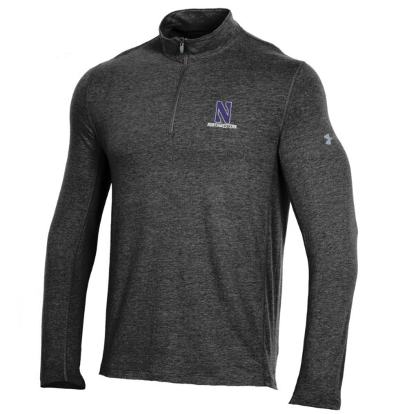 Northwestern University Wildcats Men’s Under Armour Charged Cotton 1/4 Zip with Stylized N Design in Black Color