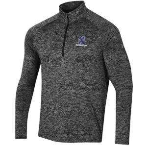 Northwestern University Wildcats Men’s Under Armour Black Tech Twist 1/4 Zip with Stylized N Design
