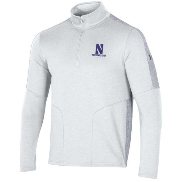 Northwestern University Wildcats Men’s Under Armour Apollo 1/2 Zip with Stylized N Design in White/Mod Grey Heather Color