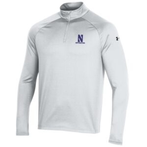 Northwestern University Wildcats Men’s Under Armour Performance 2.0 1/4 Zip with Stylized N Design in White Color