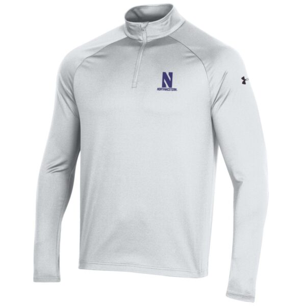 Northwestern University Wildcats Men’s Under Armour Performance 2.0 1/4 Zip with Stylized N Design in White Color