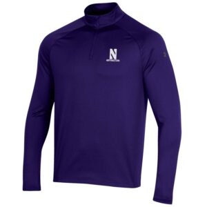 Northwestern University Wildcats Men’s Under Armour Performance 2.0 1/4 Zip with Stylized N Design in Purple Color