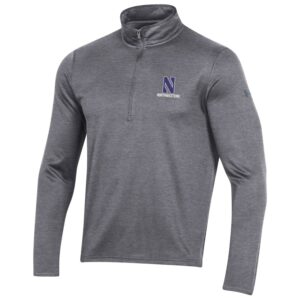 Northwestern University Wildcats Men’s Under Armour Fleece 1/2 Zip with Stylized N Design in Carbon Heather Color