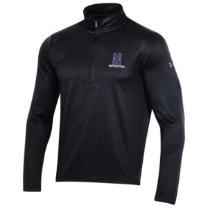 Northwestern University Wildcats Men’s Under Armour Fleece 1/2 Zip with Stylized N Design in Black Color