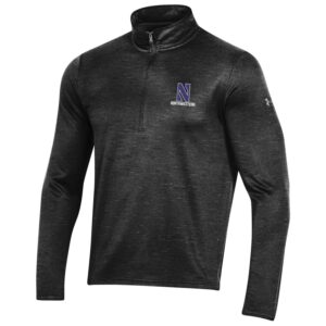 Northwestern University Wildcats Men’s Under Armour Fleece 1/2 Zip with Stylized N Design in Black Novelty Color