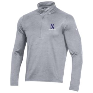 Northwestern University Wildcats Men’s Under Armour Fleece 1/2 Zip with Stylized N Design in Mod Grey Novelty Color