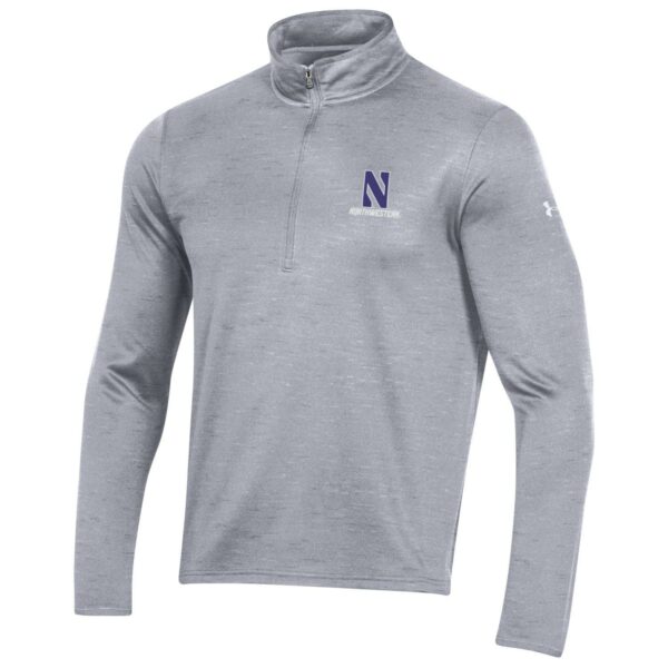 Northwestern University Wildcats Men’s Under Armour Fleece 1/2 Zip with Stylized N Design in Mod Grey Novelty Color