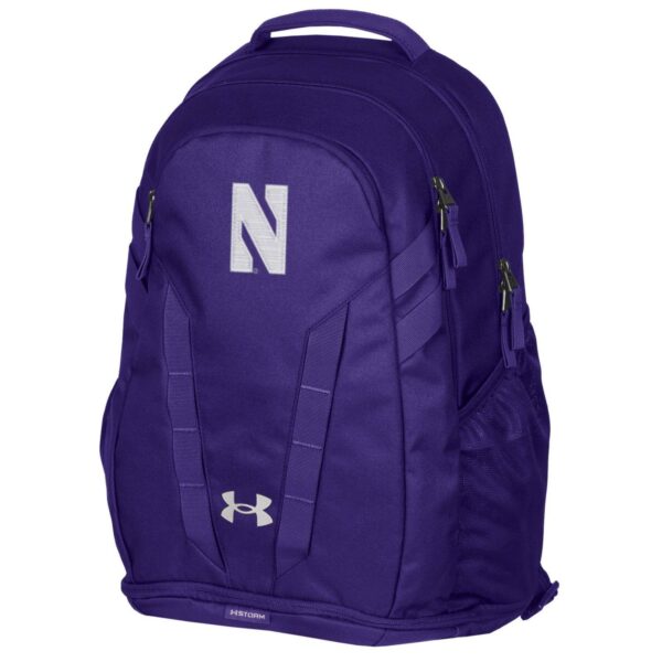 Northwestern University Wildcats Under Armour Purple Hustle 5.0 Backpack with Stylized N in Solid White