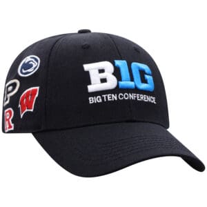 Northwestern University Wildcats TW Constructed Adjustable Constructed Velcro-back Black Acrylic/Wool Hat with Big Ten Design