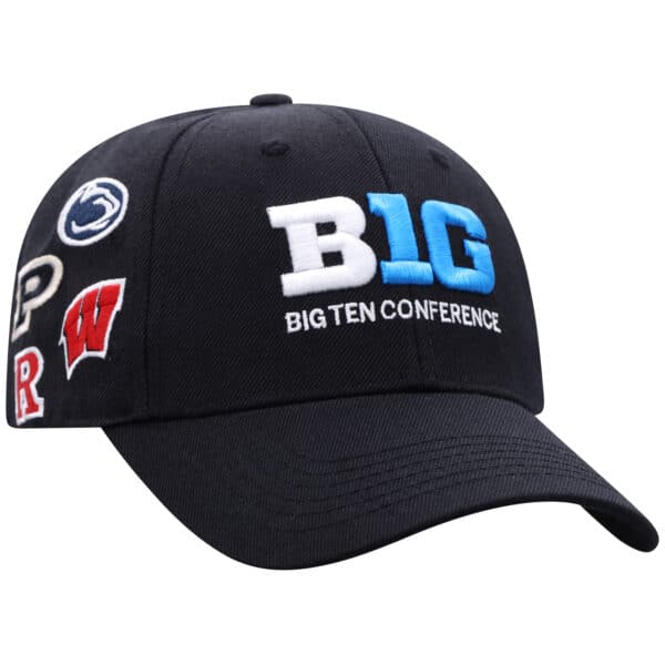 Northwestern University Wildcats TW Constructed Adjustable Constructed Velcro-back Black Acrylic/Wool Hat with Big Ten Design