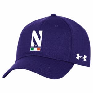 Northwestern University Wildcats Under Armour Adjustable Purple Hat with Stylized Northwestern N & The Irish Flag Design