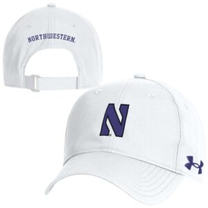 Northwestern University Wildcats Under Armour Performance Adjustable White Hat with Stylized Northwestern N Design