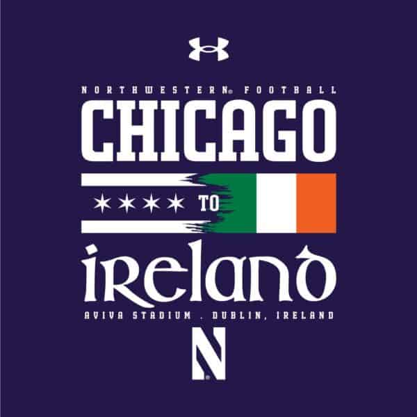 Northwestern University Wildcats Youth Under Armour Purple Short Sleeve Tee with Ireland Design-2