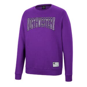 Northwestern University Wildcats Colosseum Men's Purple Scholarship Crewneck Fleece With School Name