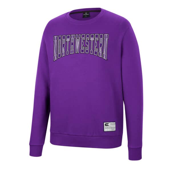 Northwestern University Wildcats Colosseum Men's Purple Scholarship Crewneck Fleece With School Name
