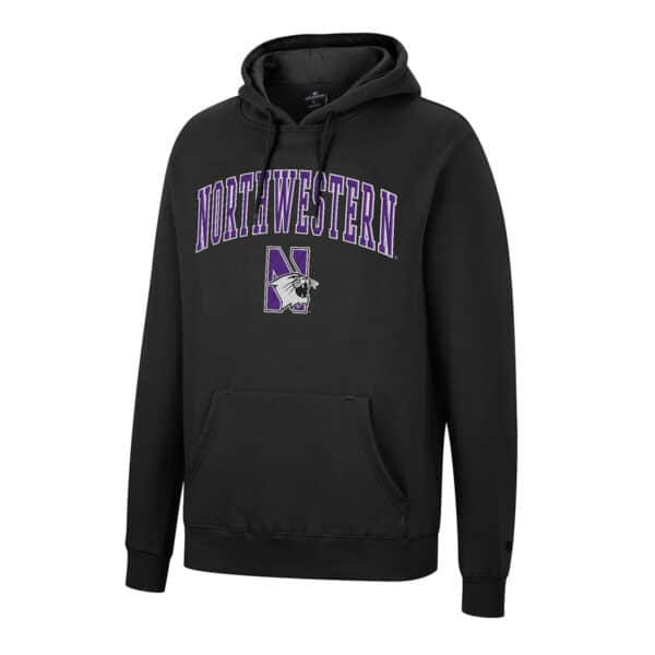 Northwestern University Wildcats Colosseum Men's Black Scholarship Hoodie With Northwestern and N-Cat Design