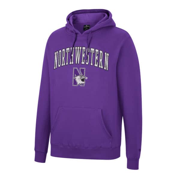 Northwestern University Wildcats Colosseum Men's Purple Scholarship Hoodie With Northwestern and N-Cat Design