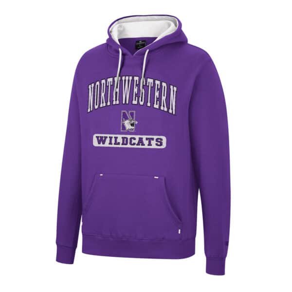 Northwestern University Wildcats Colosseum Men's Purple Scholarship Hoodie With Northwestern, N-Cat and Wildcats Design