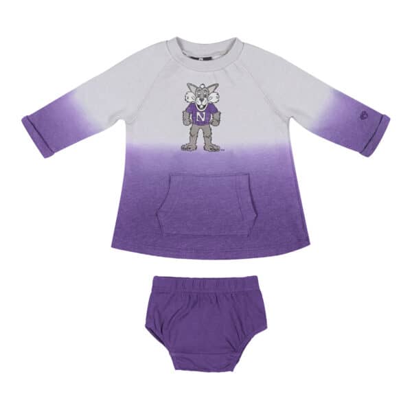 Northwestern University Wildcats Colosseum Infant Girls Hand In Hand Dress & Bloomer Set