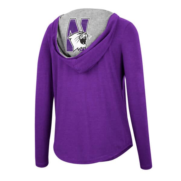 Northwestern University Wildcats Colosseum Ladies Inner Beauty Ls Hooded Tee - Back Side