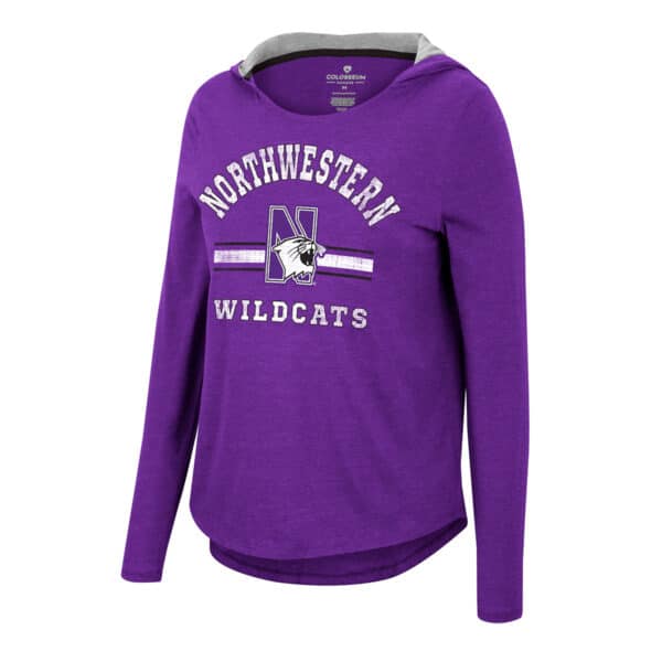 Northwestern University Wildcats Colosseum Ladies Inner Beauty Ls Hooded Tee