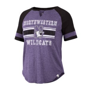 Northwestern University Wildcats Colosseum Ladies Cerulean V Notch Raglan S/S Tee