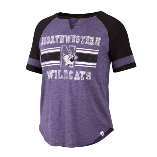 Northwestern University Wildcats Colosseum Ladies Cerulean V Notch Raglan S/S Tee