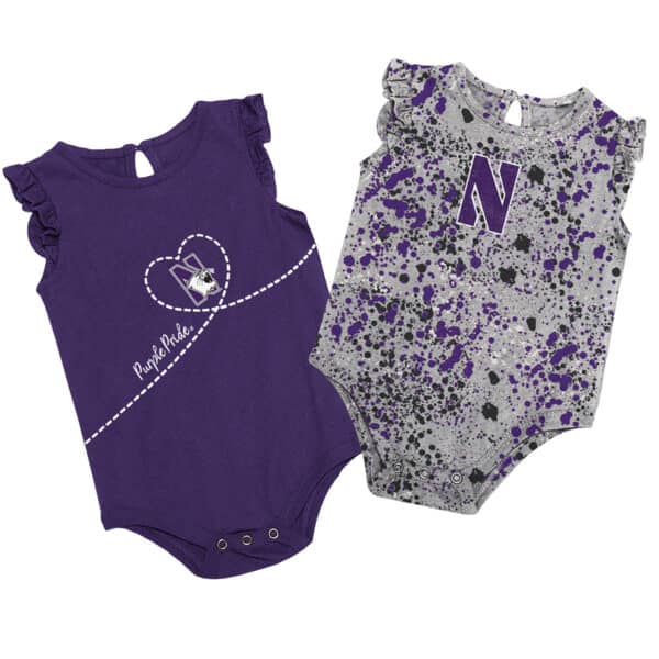 Northwestern University Wildcats Colosseum Infant Girls Sweet Pea 2 Pack Onesie Set with Logo