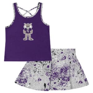Northwestern University Wildcats Colosseum Toddler Girls Sweet Pea Tank And Skort Set