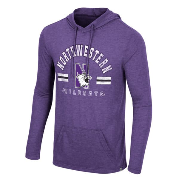 Northwestern University Wildcats Colosseum Men's Purple Ticking Like This Hooded Tee